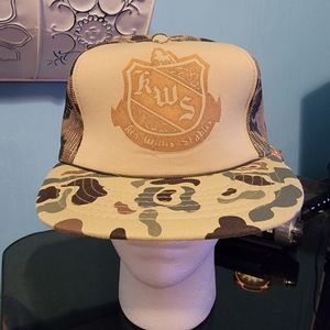 Vintage Ken Willis Stables Trucker Hat, Tan Camo Snapback, OS